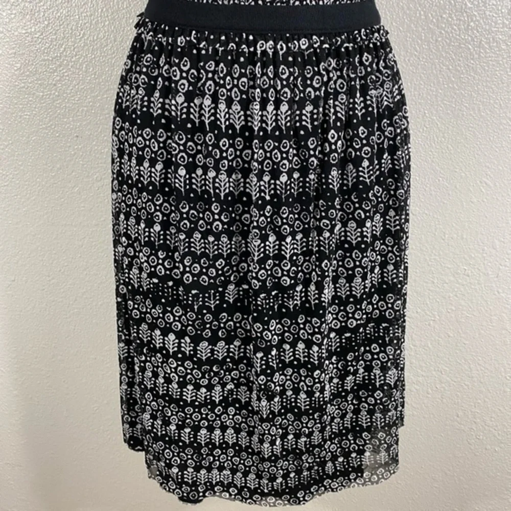 Anthro Postcard black white floral print dress T30